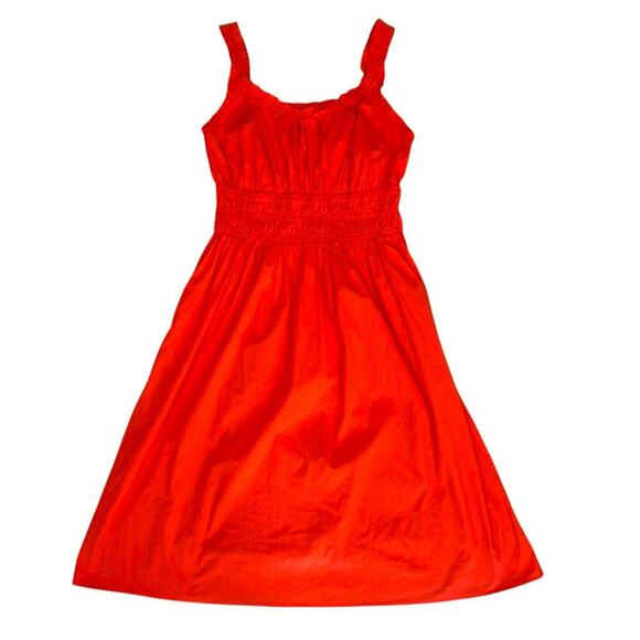 Lauren Conrad red milkmaid shirred tank midi dress medium - Picture 4 of 14